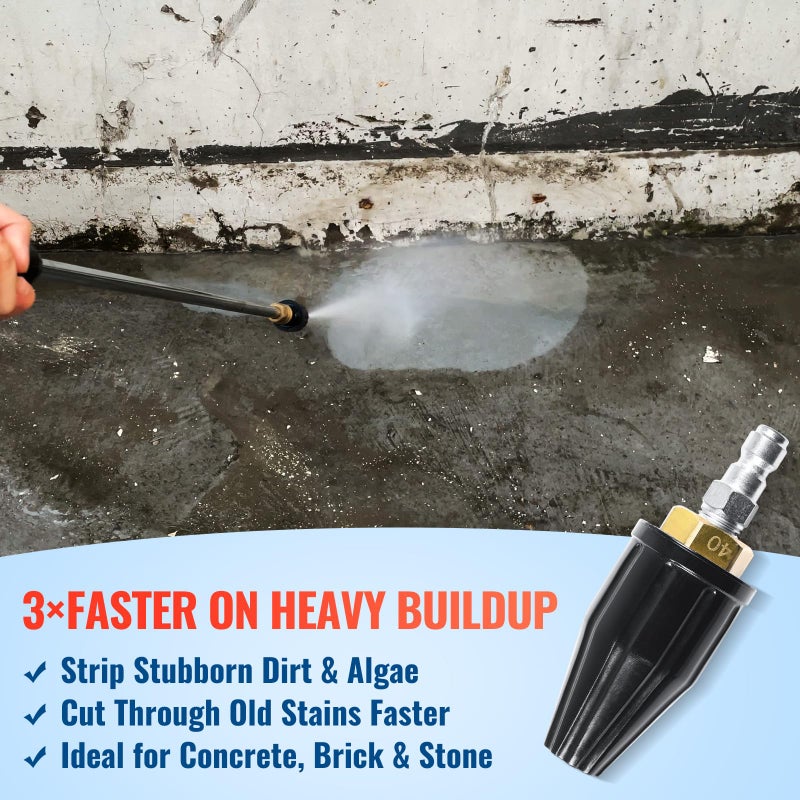 YAMATIC Pressure Washer Tips Turbo Nozzle 4000 PSI Max. 5000 PSI, 360Â° Rotating Turbo Spray Tips For Power Washer with 1/4" Quick Connector, 4.0 GPM - Image 5